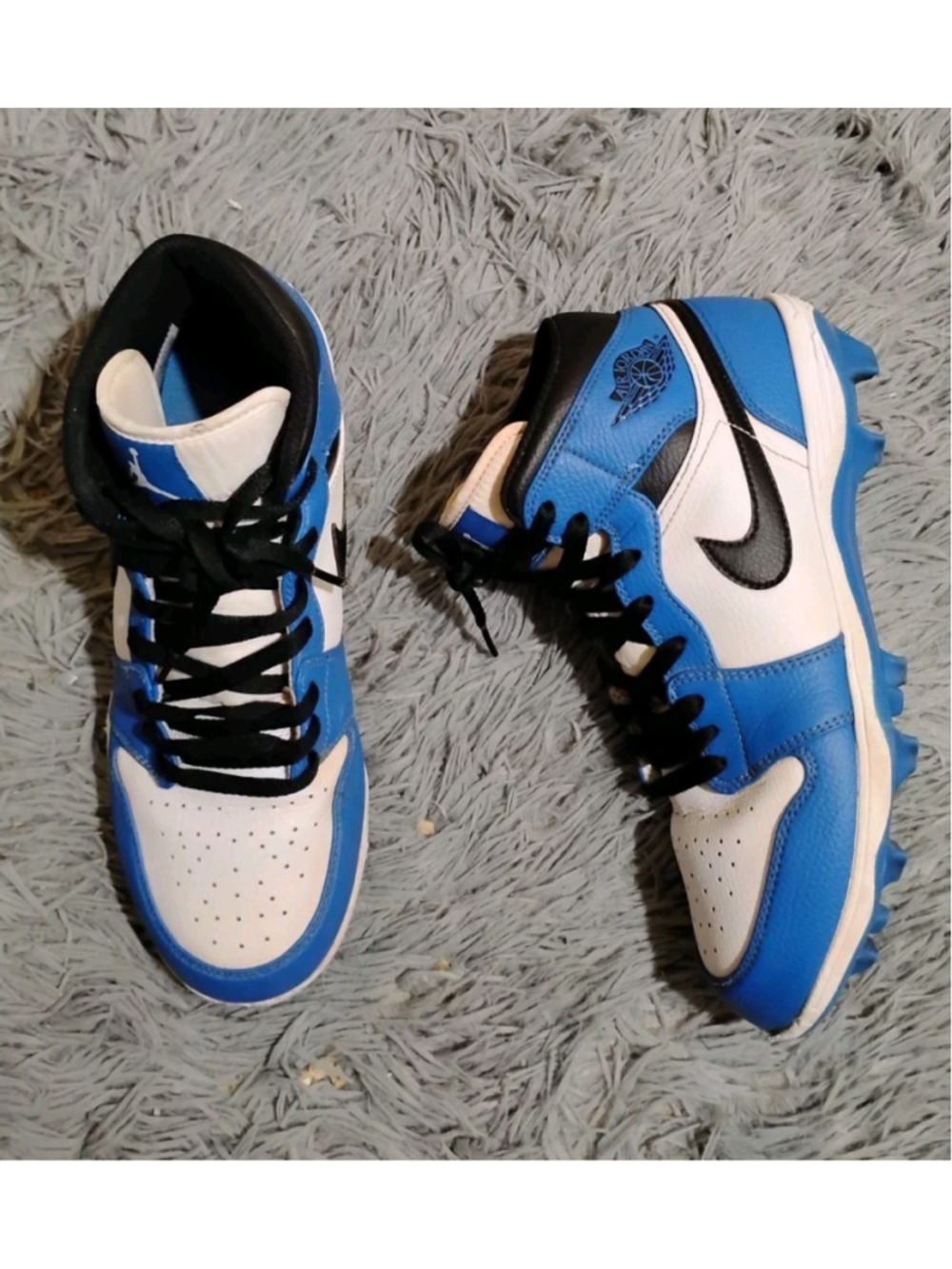 Nike Air Jordan 1 Mid TD Men Size 8.5 Royal Blue White Football Cleat FJ6805-104